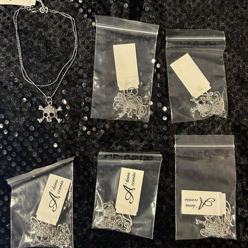 Wholesale Lot of 6 Crystal Skull Anklets
